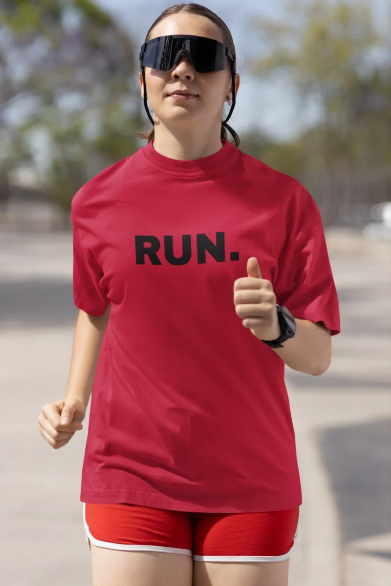 Women’s Oversized Performance T-Shirt – “RUN.” Graphic Athletic Tee - Image 4