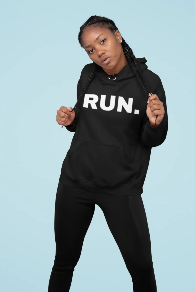 Women's RUN Hoodie - Motivational Running Pullover with Reflective Lettering