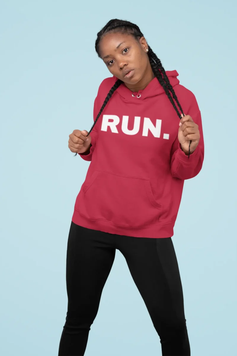 Women's RUN Hoodie - Motivational Running Pullover with Reflective Lettering - Image 4