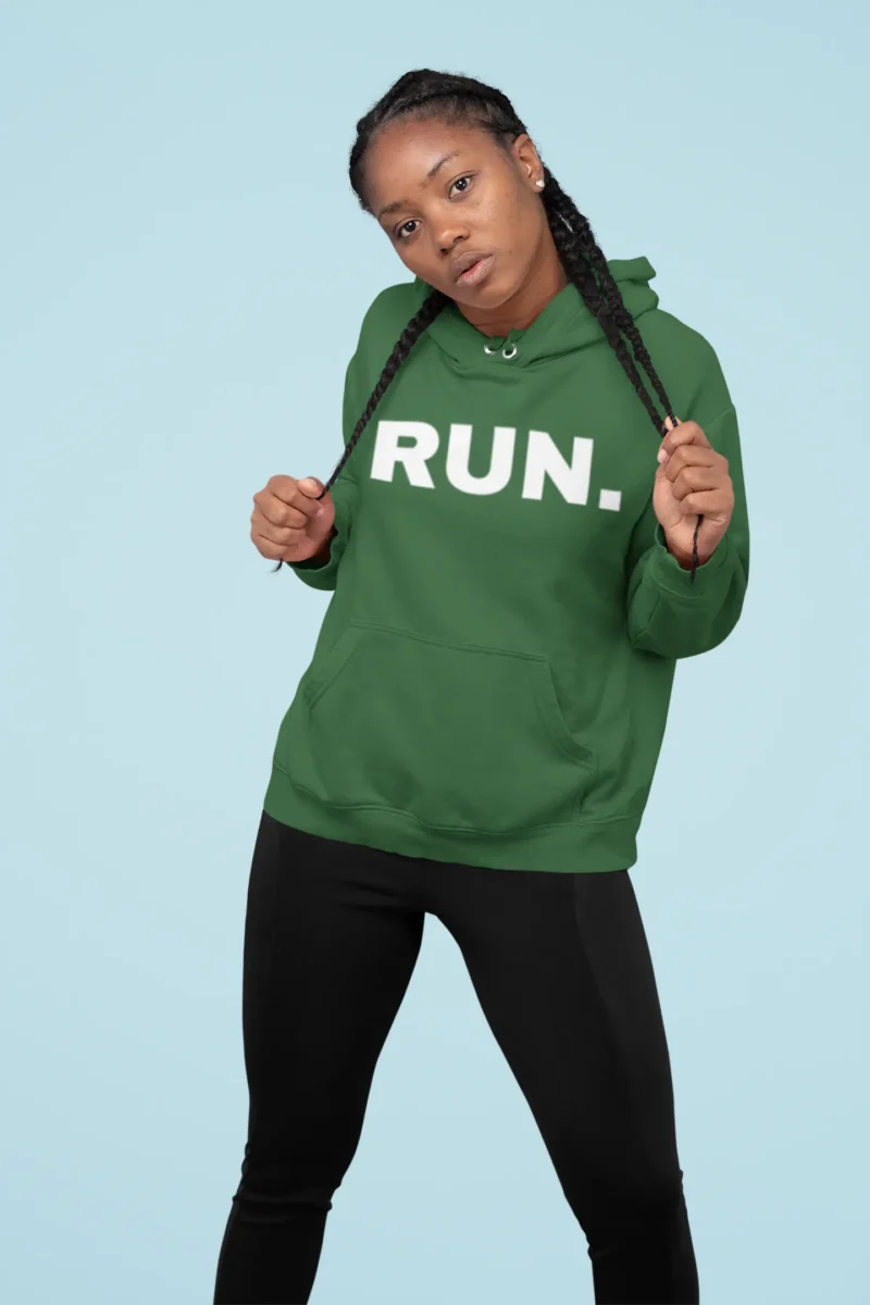 Women's RUN Hoodie - Motivational Running Pullover with Reflective Lettering - Image 3