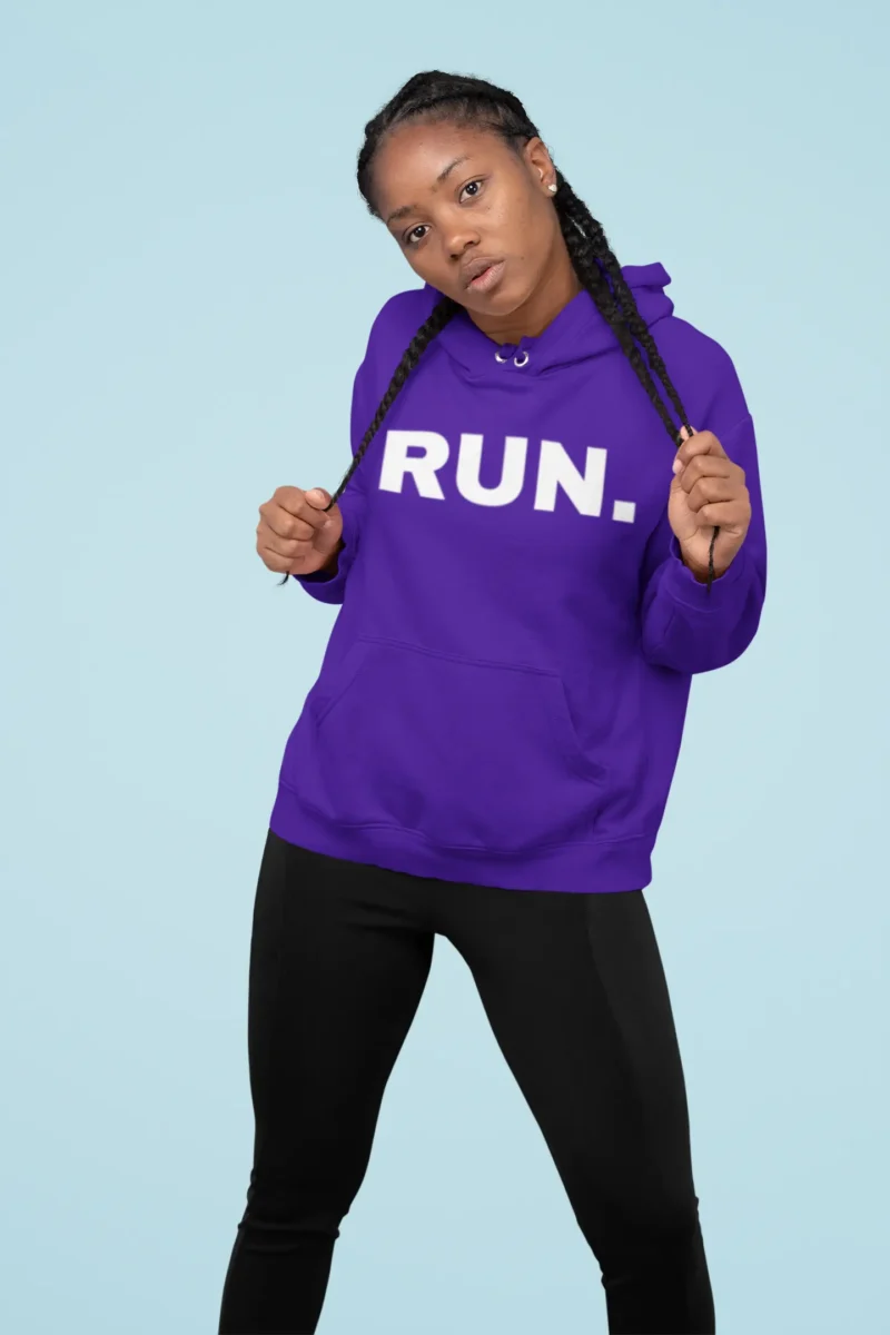 Women's RUN Hoodie - Motivational Running Pullover with Reflective Lettering - Image 2