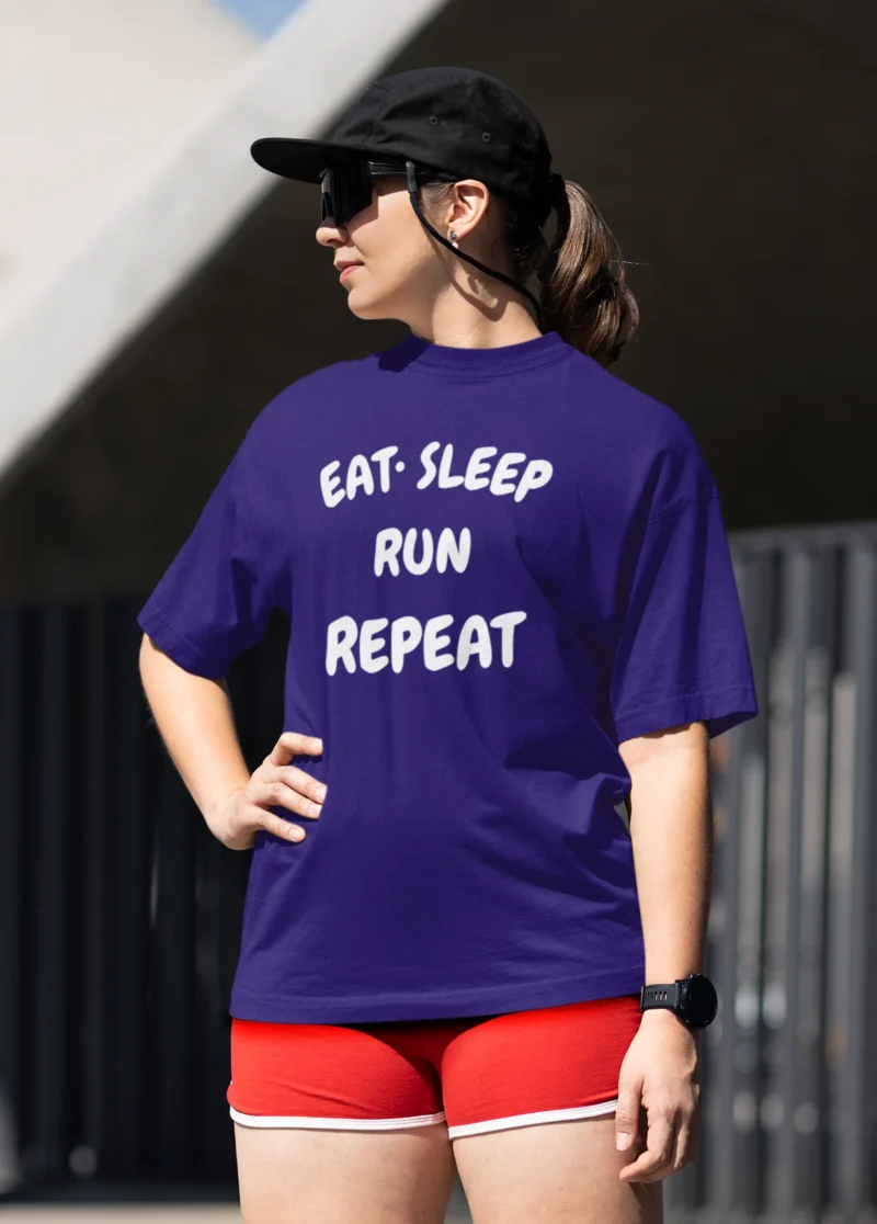 Eat. Sleep. Run. Repeat. – Oversized Women’s Runner Tee Your Lifestyle, On Your Shirt. - Image 4