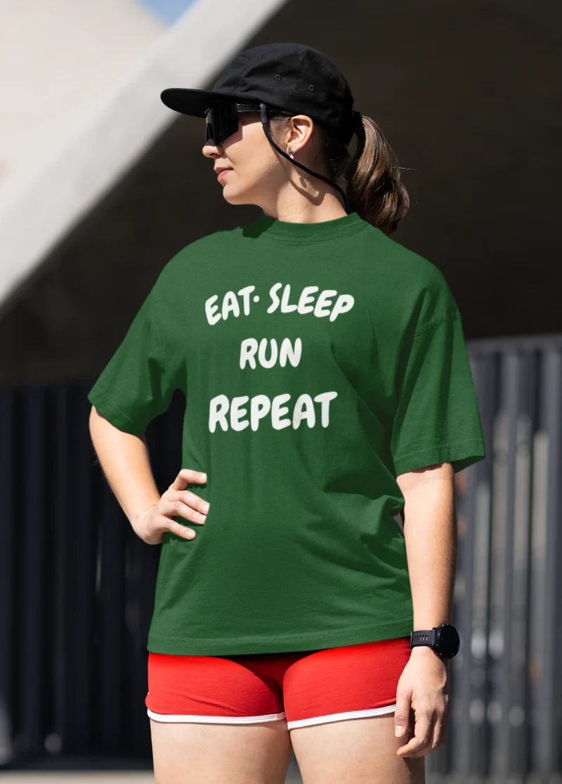 Eat. Sleep. Run. Repeat. – Oversized Women’s Runner Tee Your Lifestyle, On Your Shirt. - Image 2
