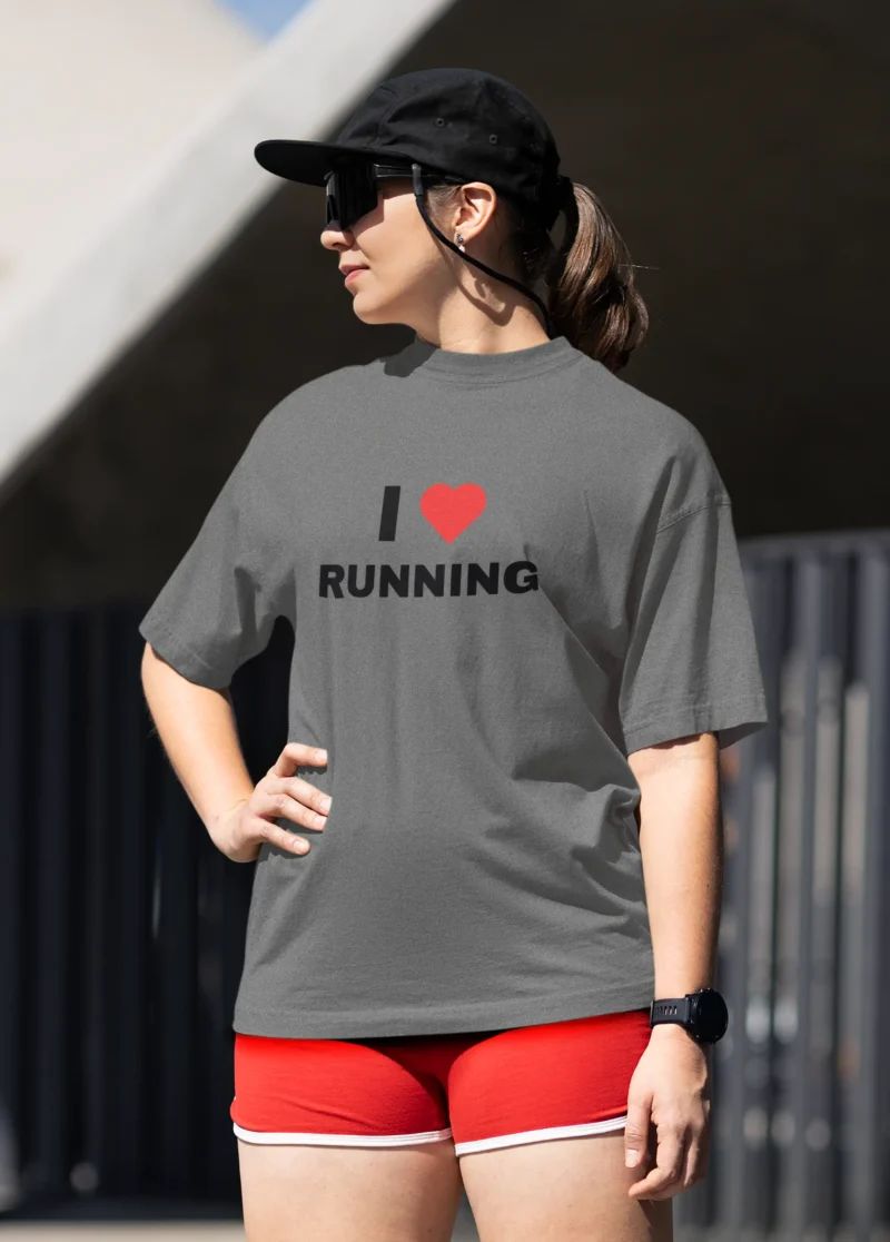 "I ❤️ RUNNING" Oversized Tee – Bold, Comfortable, and Motivating - Image 5