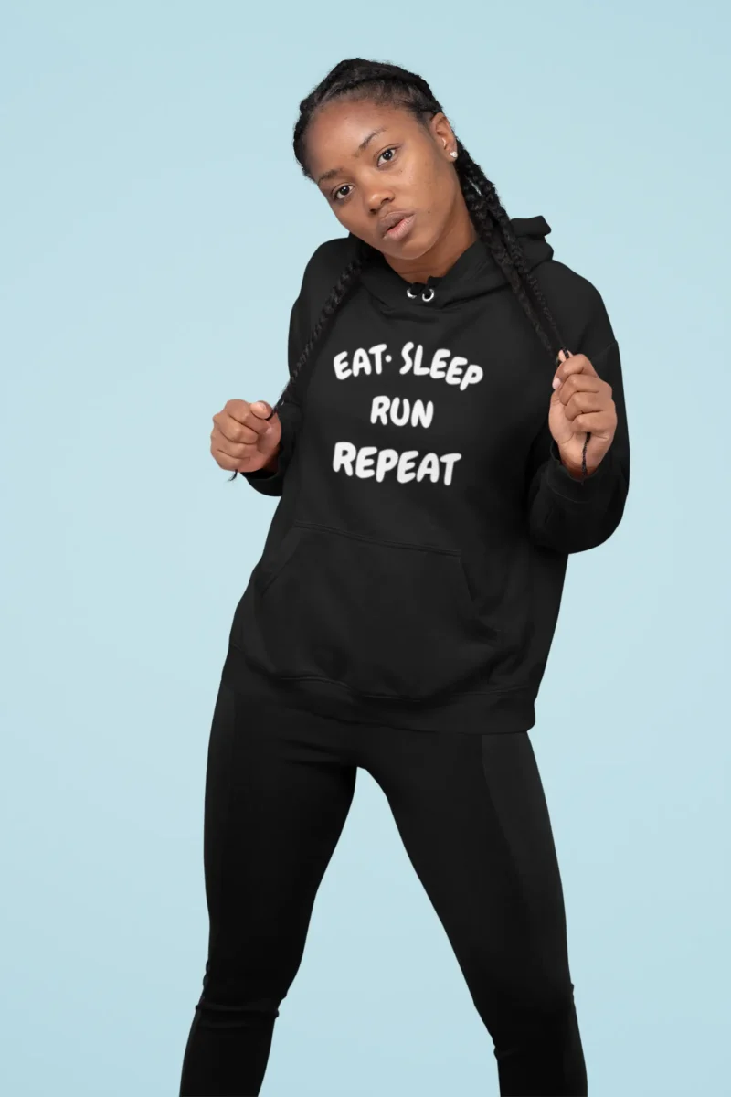 Eat. Sleep. Run. Repeat. – Women's Pullover Hoodie For the Runner Who Doesn’t Back Down—Even in the Cold.